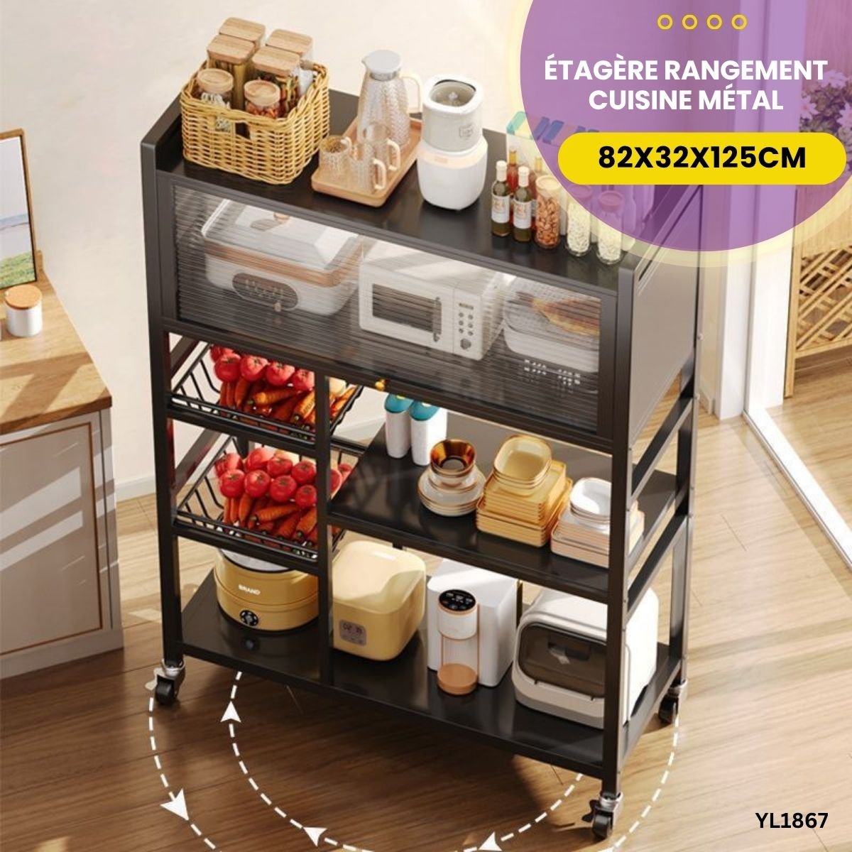 Étagère Rangement Cuisine Métal YL1867 – Image 2