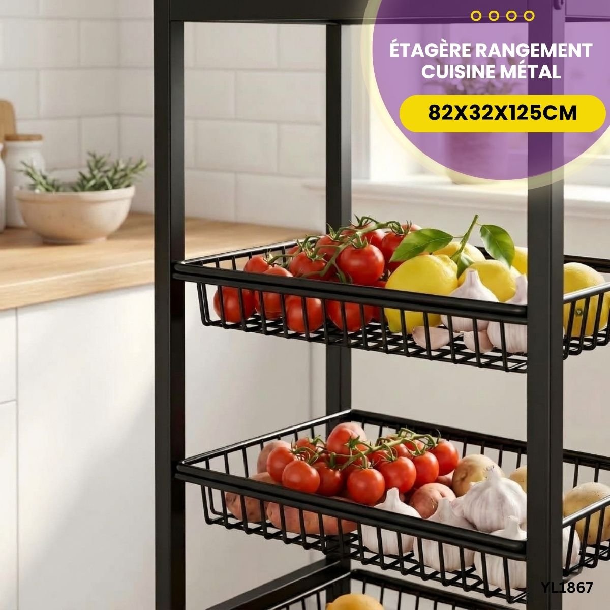 Étagère Rangement Cuisine Métal YL1867 – Image 4