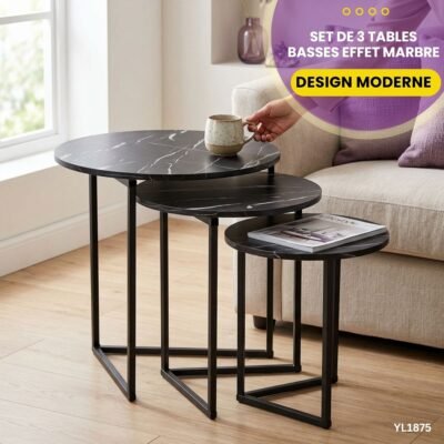 Set de 3 Tables Basses Marbre YL1875