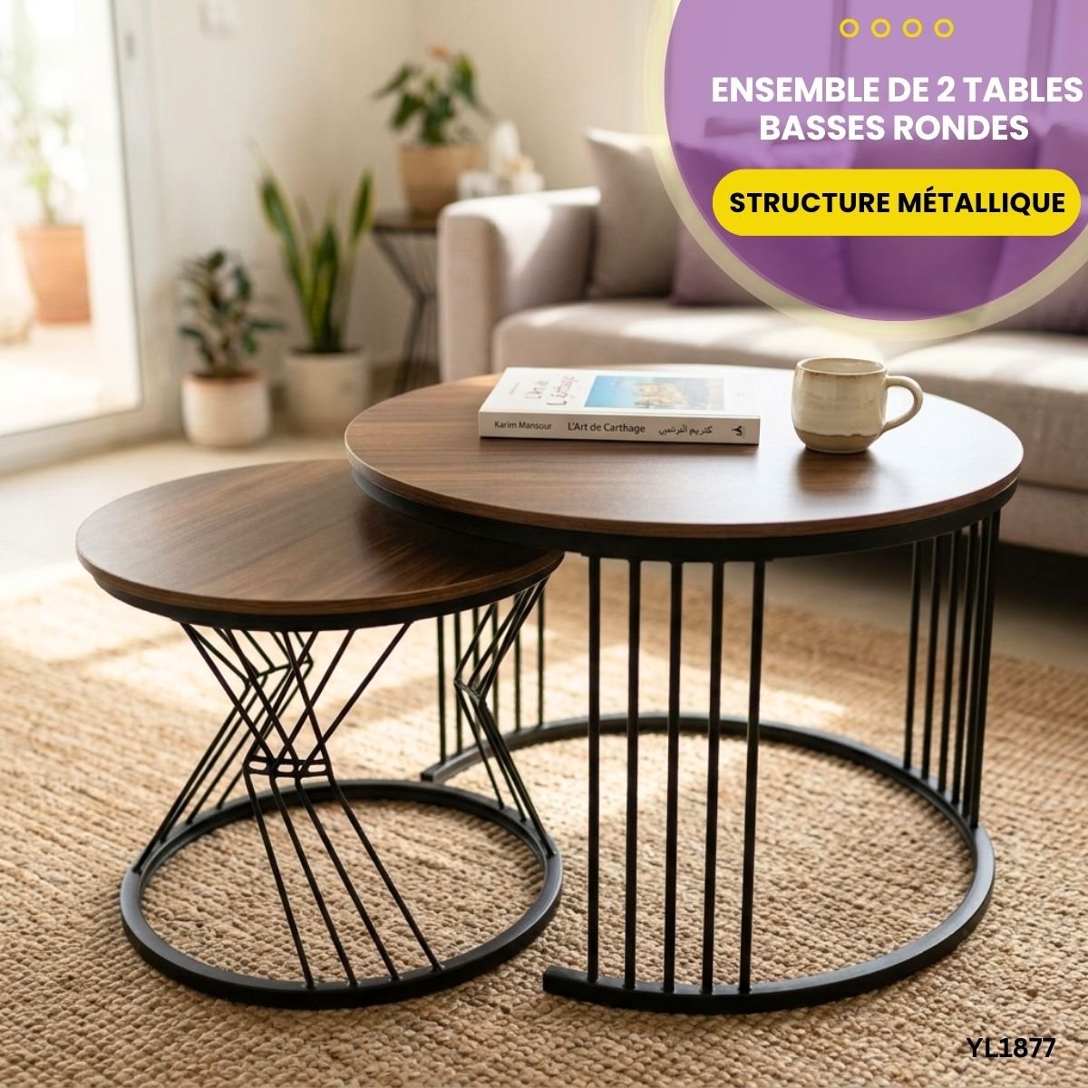Ensemble de 2 tables basses rondes YL1877 – Image 3