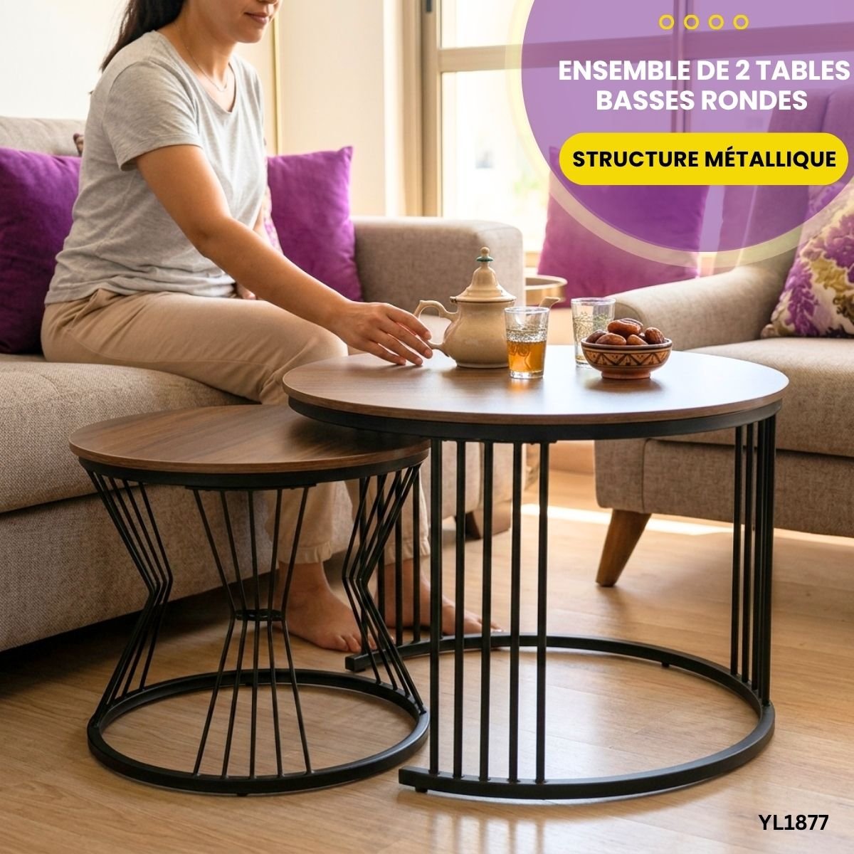Ensemble de 2 tables basses rondes YL1877 – Image 4