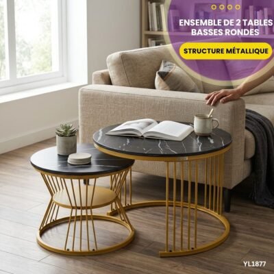 Ensemble de 2 tables basses rondes YL1877