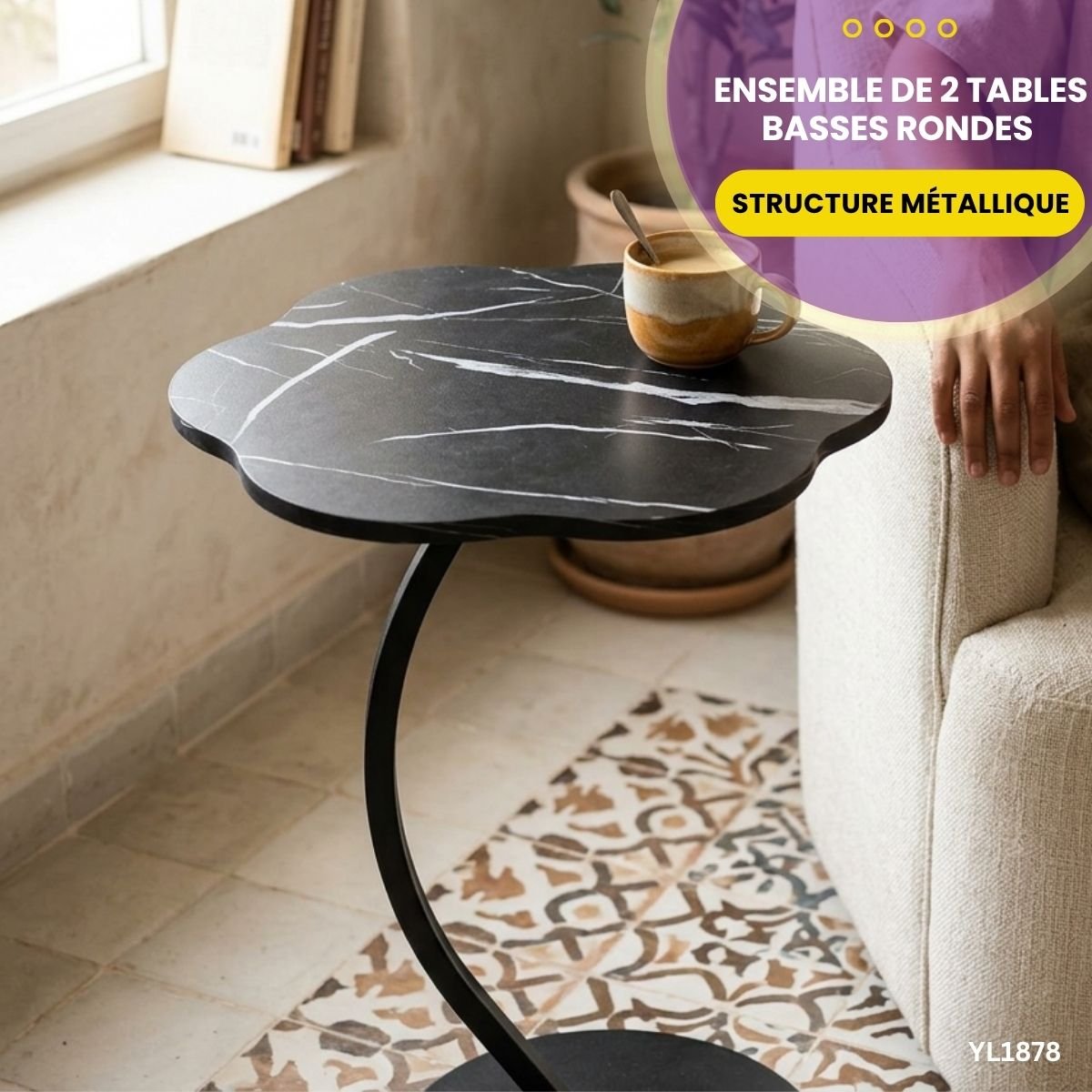 Table d'Appoint Design Fleur YL1878 – Image 3