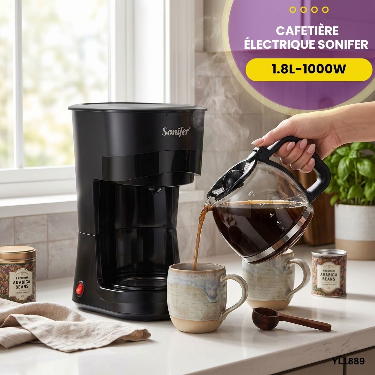 Cafetière Électrique Sonifer 1.8L YL1889 – Image 2