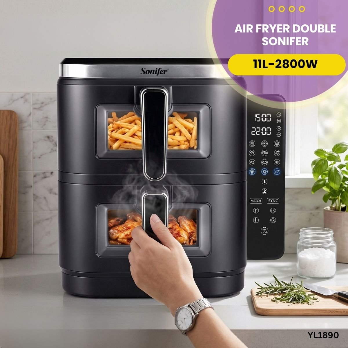 Air Fryer Double 11L Sonifer YL1890 – Image 4