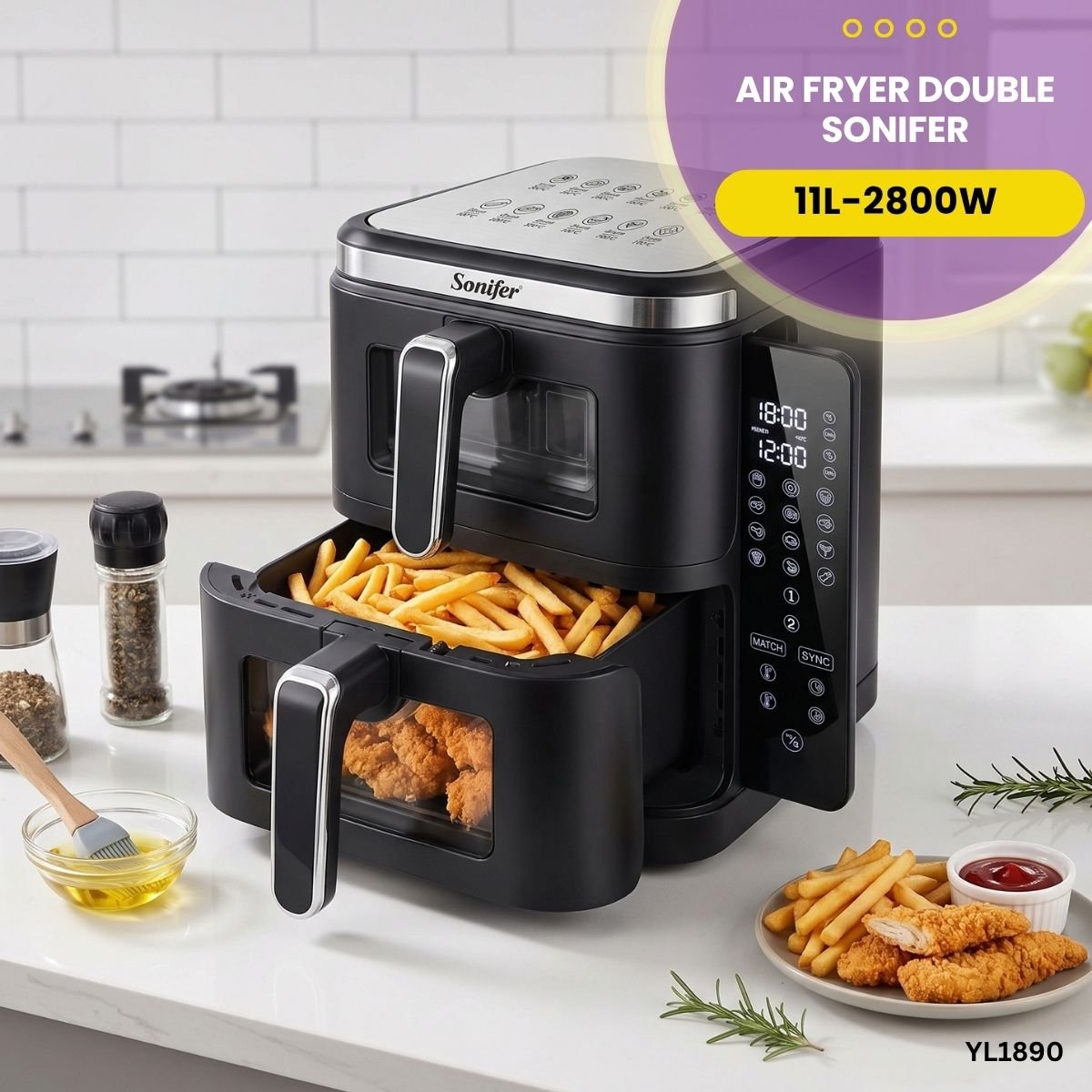 Air Fryer Double 11L Sonifer YL1890 – Image 2