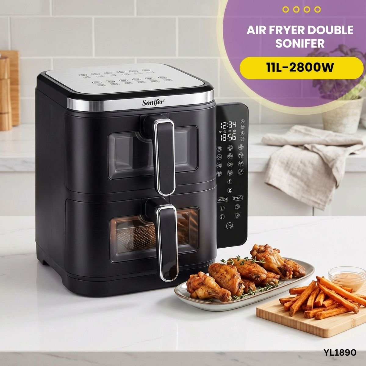 Air Fryer Double 11L Sonifer YL1890 – Image 3