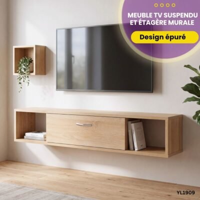 Meuble TV Suspendu + Étagère Murale YL1909