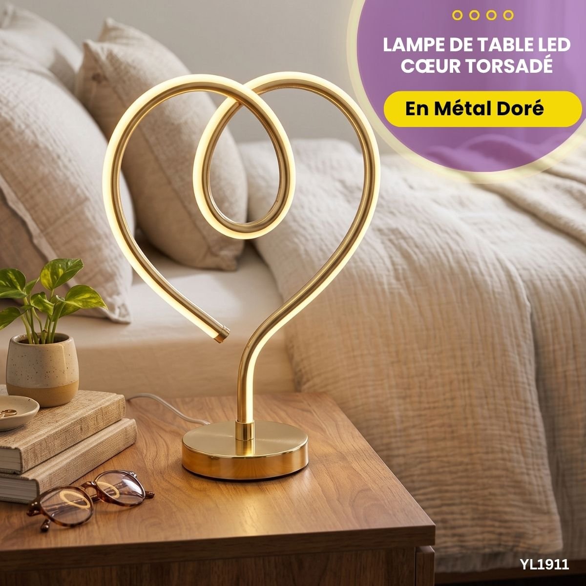 Lampe de Table LED Cœur Torsadé YL1911 – Image 3