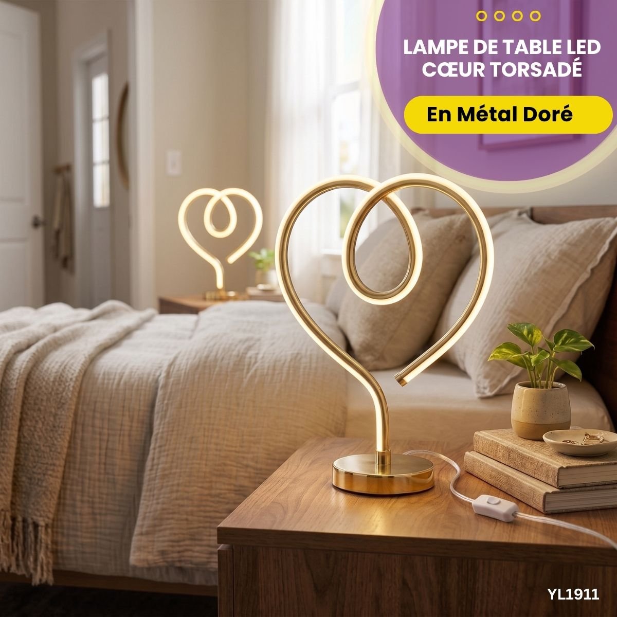 Lampe de Table LED Cœur Torsadé YL1911 – Image 4