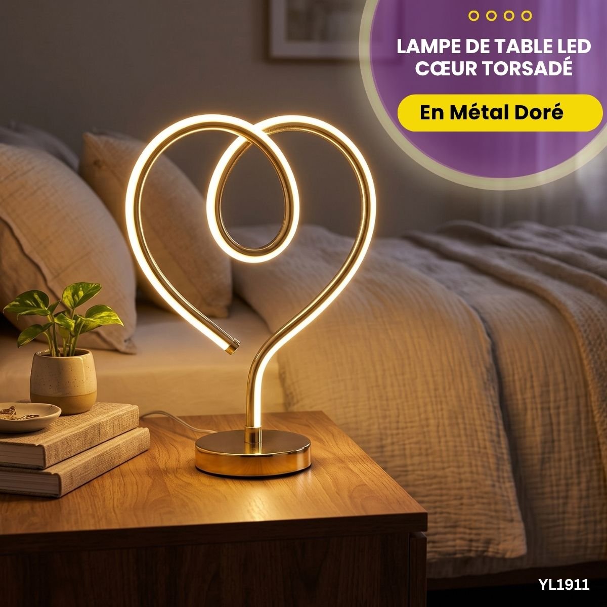 Lampe de Table LED Cœur Torsadé YL1911