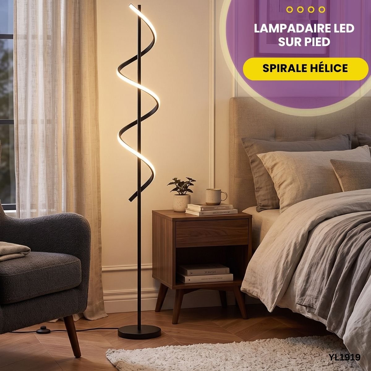 Lampadaire LED Sur Pied Spirale Hélice YL1919 – Image 3
