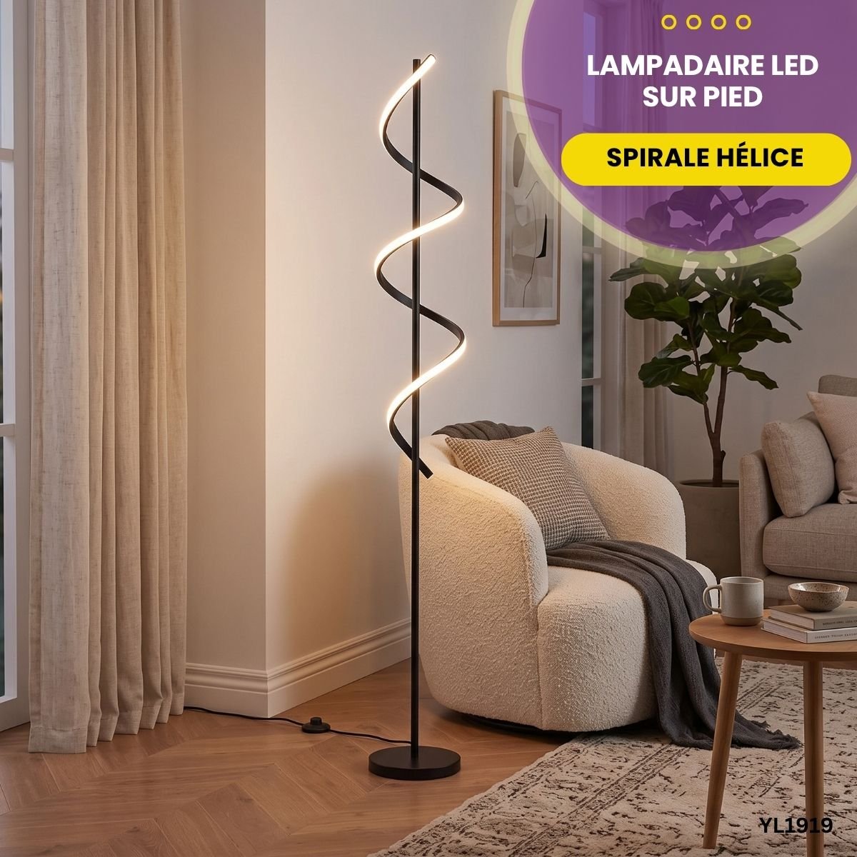 Lampadaire LED Sur Pied Spirale Hélice YL1919 – Image 4