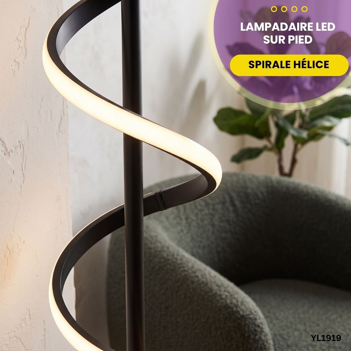 Lampadaire LED Sur Pied Spirale Hélice YL1919 – Image 2