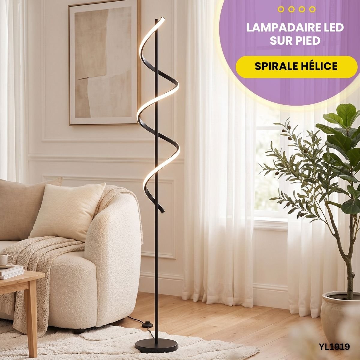 Lampadaire LED Sur Pied Spirale Hélice YL1919