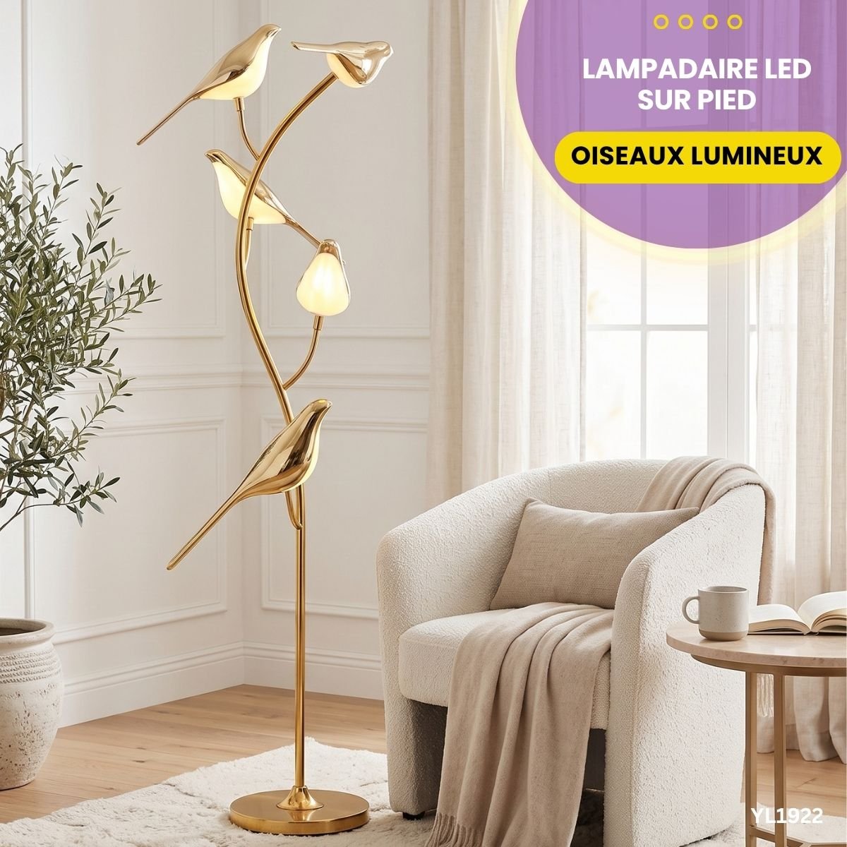 Lampadaire LED Sur Pied Oiseaux Lumineux YL1922 – Image 3