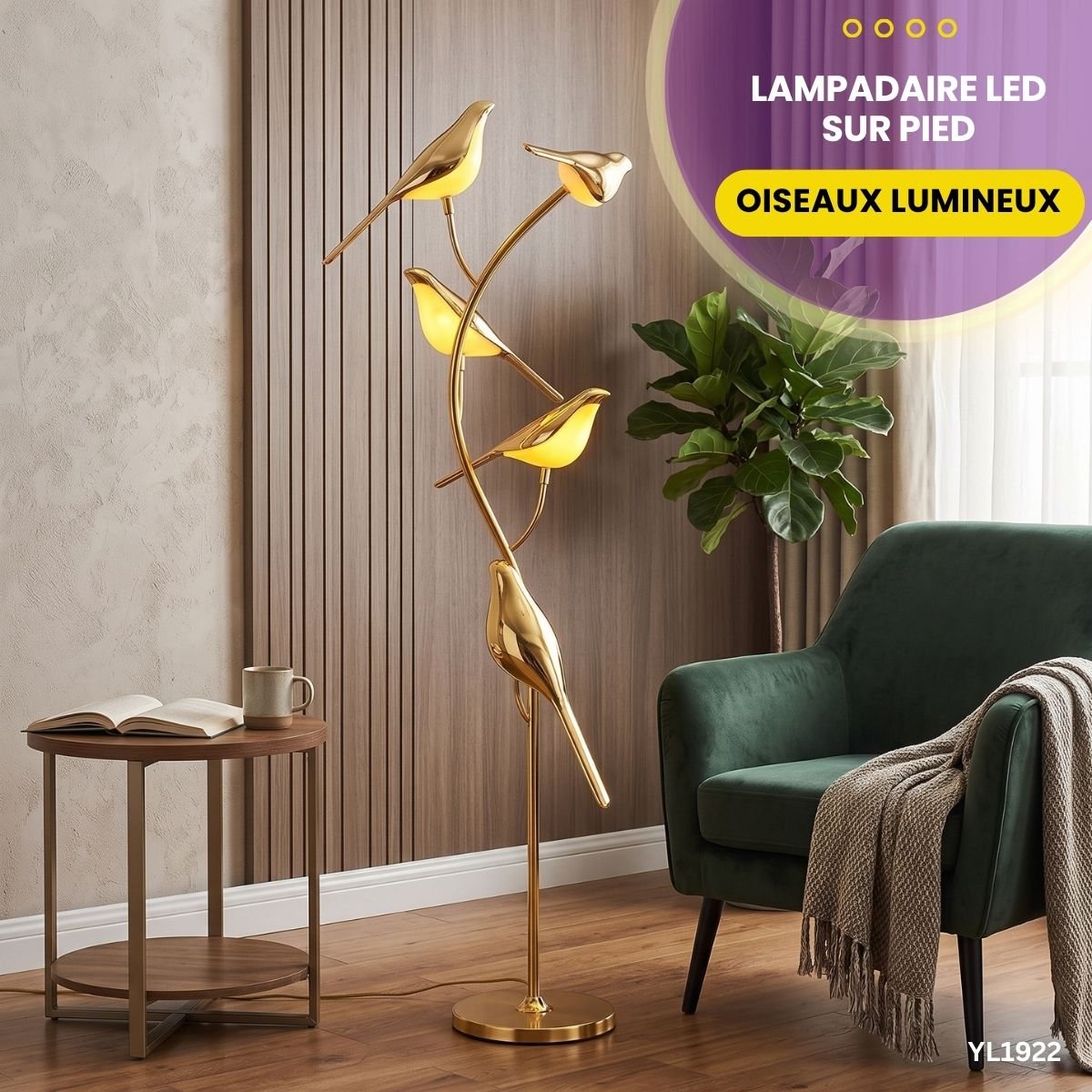Lampadaire LED Sur Pied Oiseaux Lumineux YL1922 – Image 4