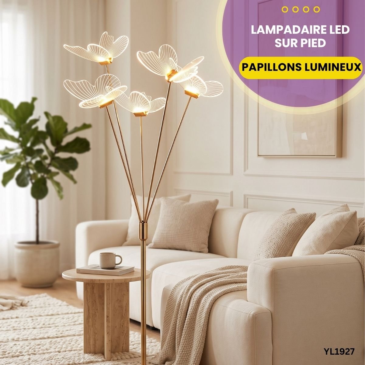 Lampadaire LED Sur Pied Papillons Lumineux YL1927 – Image 4