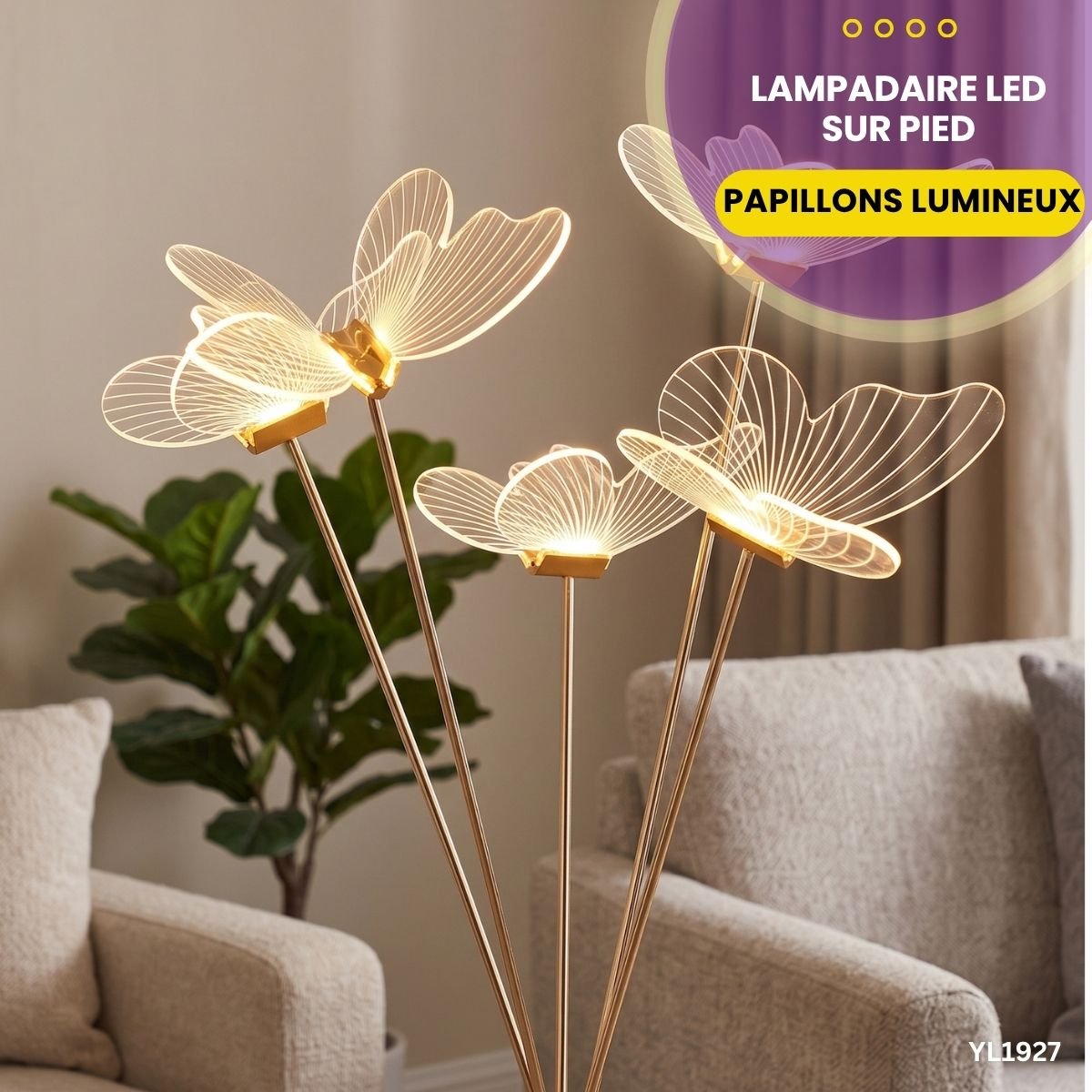 Lampadaire LED Sur Pied Papillons Lumineux YL1927 – Image 2