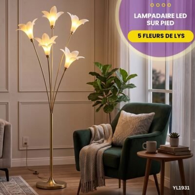 Lampadaire LED Sur Pied 5 Fleurs de Lys YL1931