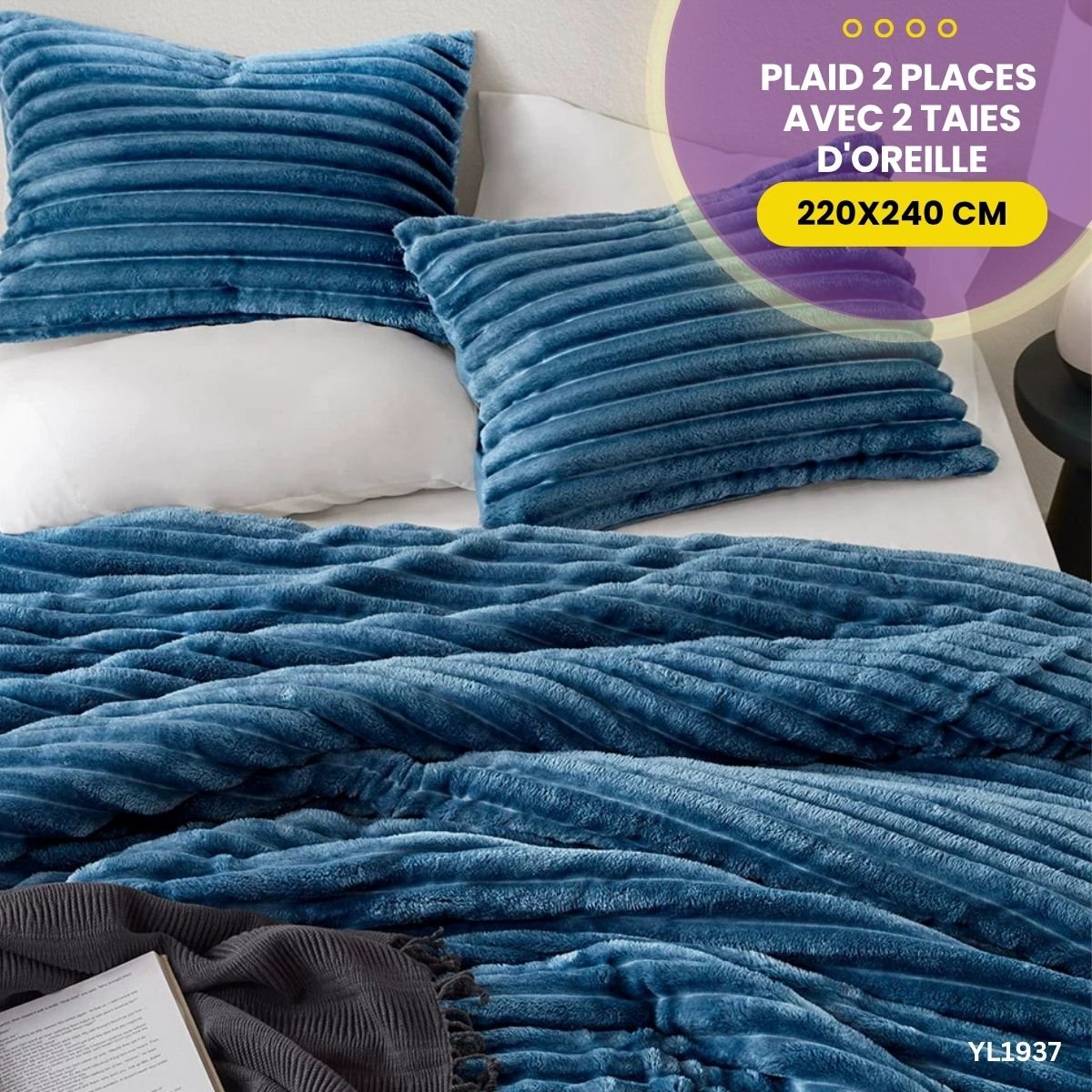 Plaid 2 Places avec 2 Taies d'Oreiller YL1937