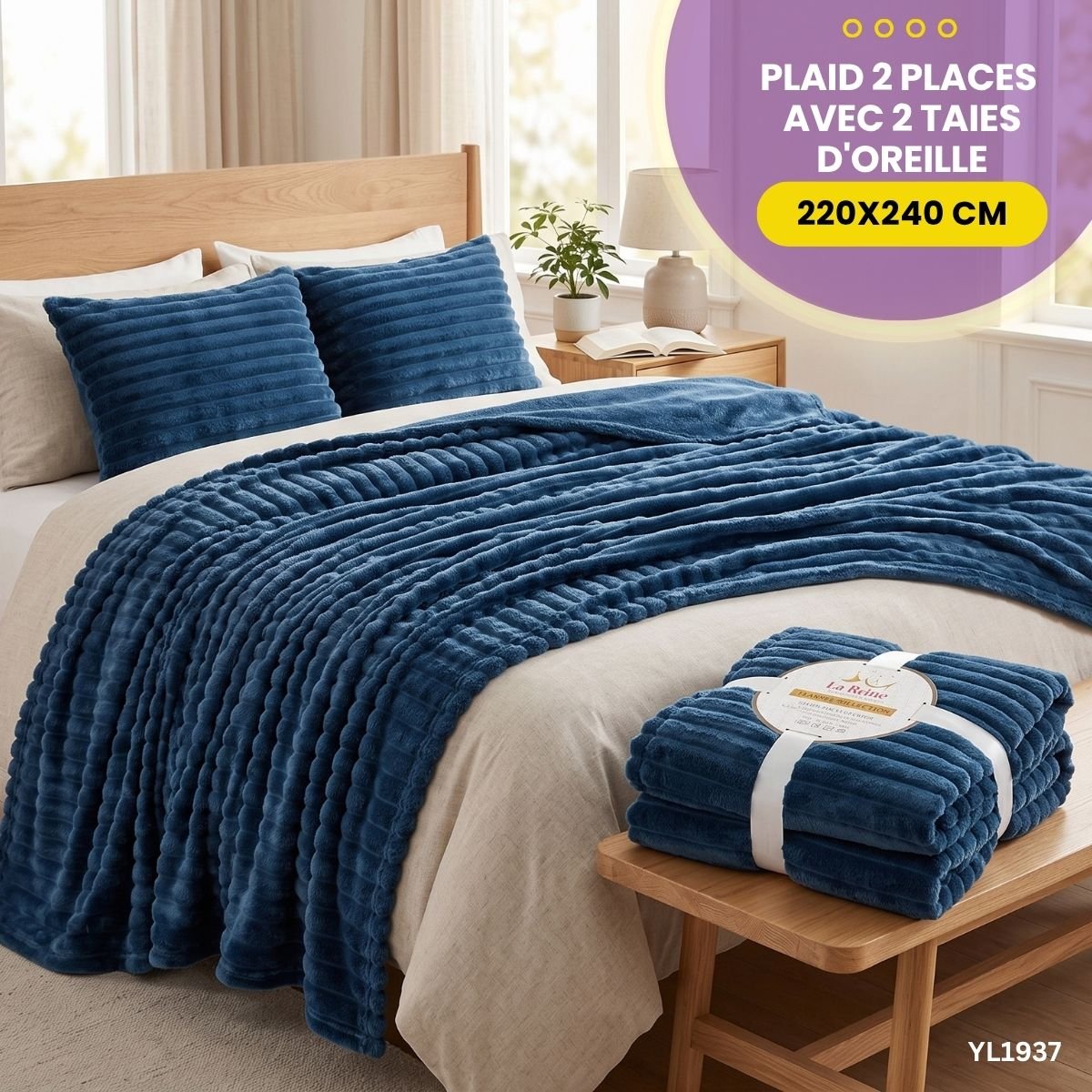 Plaid 2 Places avec 2 Taies d'Oreiller YL1937 – Image 5