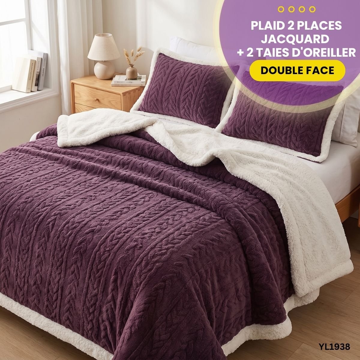 Plaid 2 Places Jacquard Double Face + 2 Taies YL1938 – Image 5