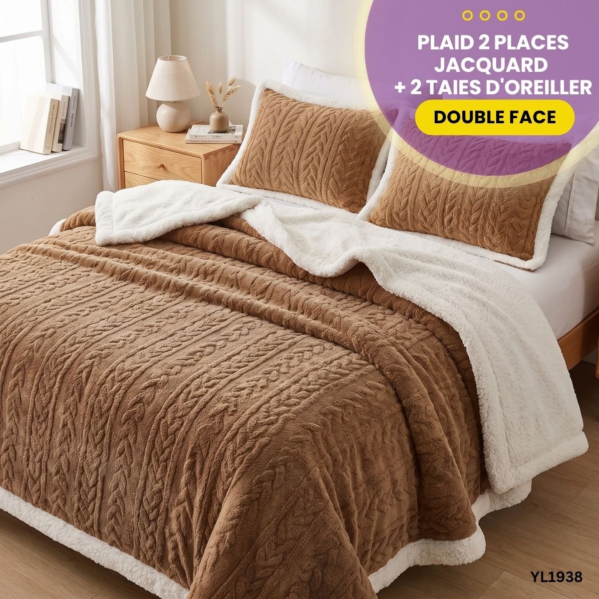 Plaid 2 Places Jacquard Double Face + 2 Taies YL1938 – Image 2