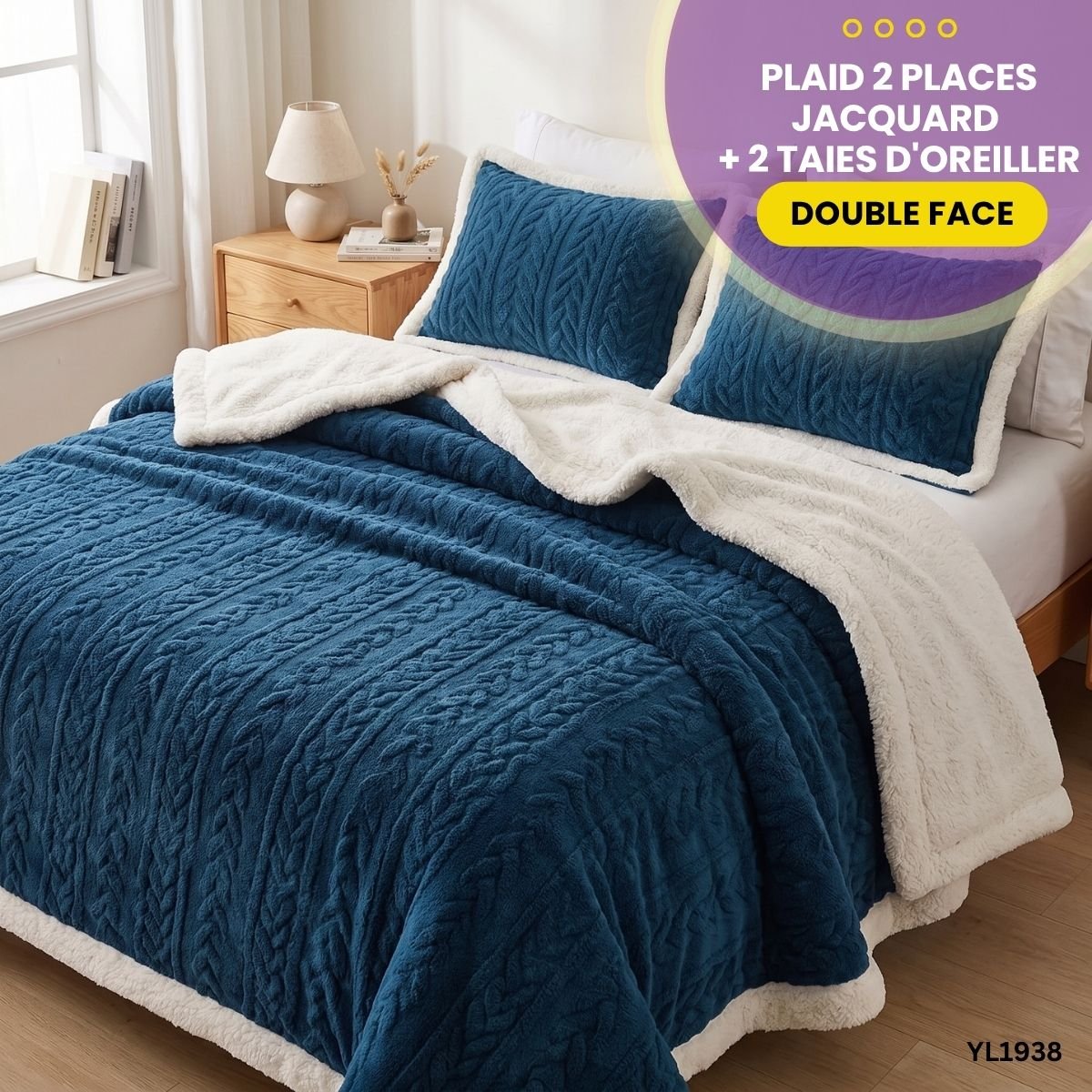 Plaid 2 Places Jacquard Double Face + 2 Taies YL1938 – Image 6