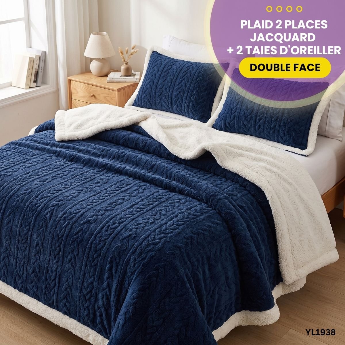 Plaid 2 Places Jacquard Double Face + 2 Taies YL1938 – Image 4