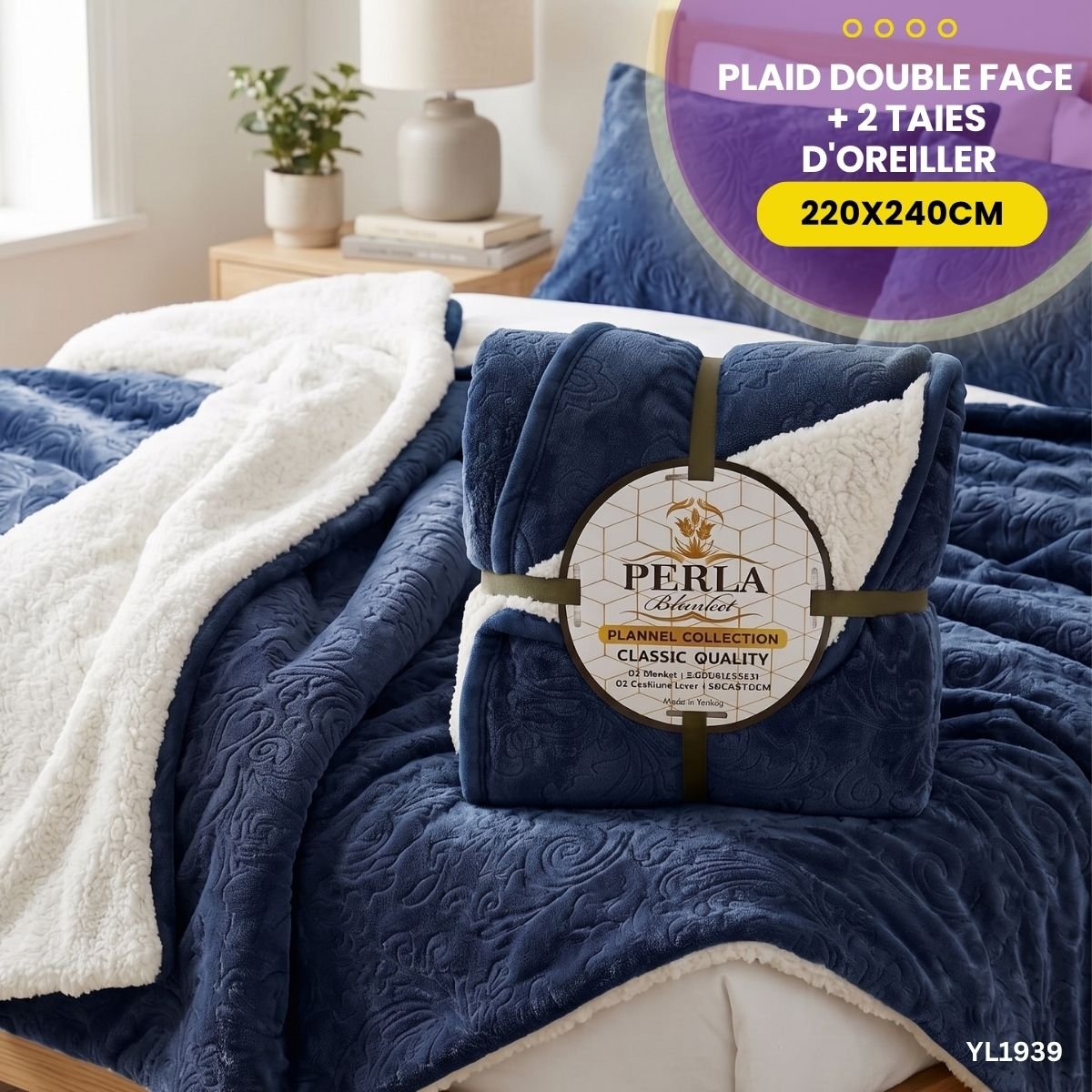 Plaid Double Face 2 Places + 2 Taies d'Oreiller YL1939 – Image 7