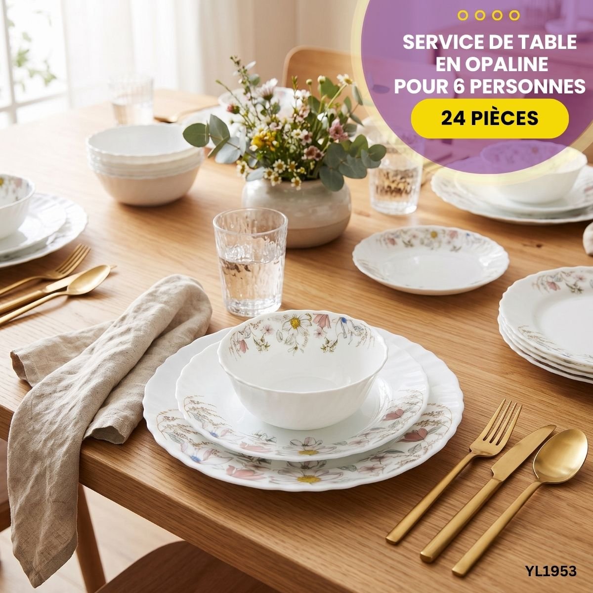 Service de Table 24 Pièces Opaline Gupan YL1953 – Image 10