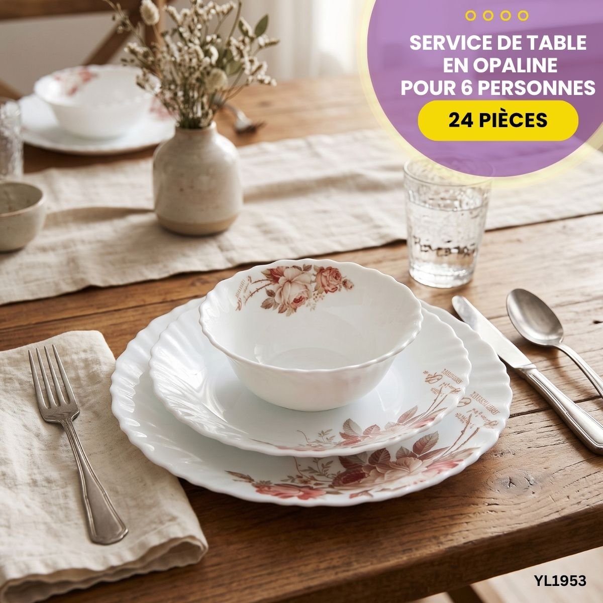 Service de Table 24 Pièces Opaline Gupan YL1953 – Image 6
