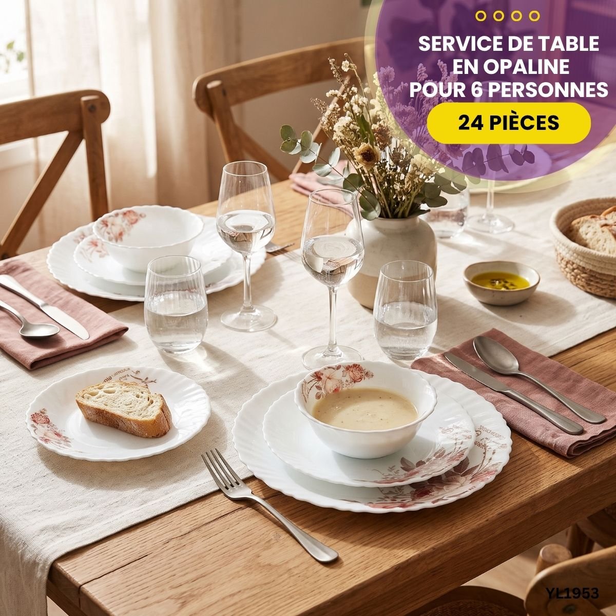 Service de Table 24 Pièces Opaline Gupan YL1953 – Image 4
